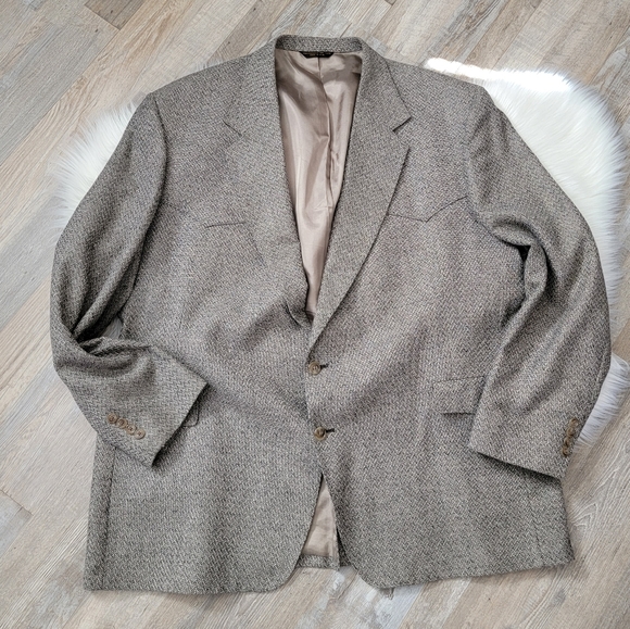 Vintage Bar WS Western Silk Wool Tweed Sport Coat Size 52L USA Made - Picture 6 of 16